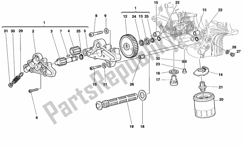 All parts for the Oil Pump - Filter of the Ducati Monster 900 S 1998